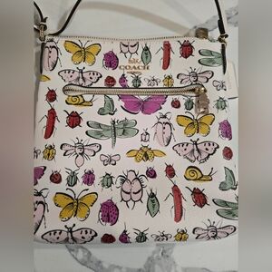 Coach White Multicolor Insect Crossbody Bag Butterfly Ladybug Mini Rowan File